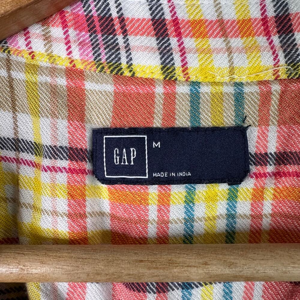 Gap Womens Medium Drapey Popover Pink Plaid Sleeveless Button Henley Blouse Top - Picture 7 of 9
